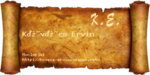 Kövécs Ervin névjegykártya