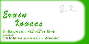 ervin kovecs business card